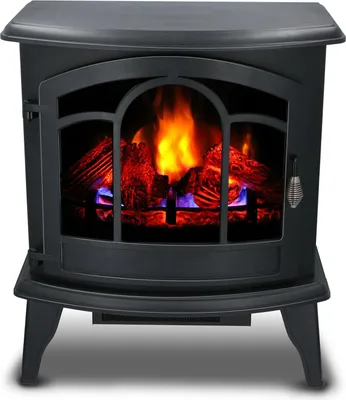 Immagine prodotto di caminetto elettrico d'atmosfera alpina Vicenza - telecomando e timer - fiamme LED - 2000W - nero