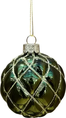 Productafbeelding van Kerstbal ruiten Dennengroen 8 cm Uniplant