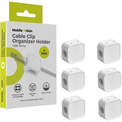 Obrázek produktu pro 6 magnetických kabelových organizérů, značka Mobile Origin, bílá barva