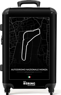 Produktbild von NoBoringSuitcases.com® Großer Koffer - Rennstrecke - Formel 1 - Autodromo Nazionale Monza - Rennsport - Schwarz und weiß - Kombinationsschloss TSA - Hartschalen Trolley 4 Rollen - 72 liter - Reisekoffer - 66 cmKoffer Mittelgroß 67x43x25 cm, 72L,