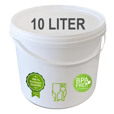 Produktbild von plasteo® 10 Liter Eimer mit Deckel Lebensmittelecht Luftdicht Kunststoffeimer Plastikeimer Leereimer Transporteimer Putzeimer (1x 10 Liter)