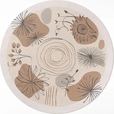 Produktbild von Flecken Linien und Pflanzen abstrakte Boho-Muster– Vinyl Küchenteppich – fi 90cm – Rutschfest, pflegeleicht & langlebig