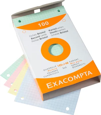 Obrázok produktu pre Exacompta 10x 100 kartotéčných lístkov 105x148mm - rôzne - 13659E