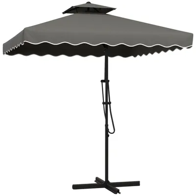 Produktbild von Gartenschirm, Ampelschirm, dekorativer Rand, Lüftungsdach, Metallgestell, 2,4x2,4x2,6m, Dunkelgrau