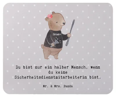 Produktbild von Mr. & Mrs. Panda Mauspad Sicherheitsdienstmitarbeiterin Herz - Grau Pastell - Geschenk, Mouse Pad, mousematte, Mousepad, computermatte, pc