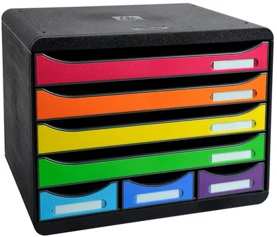 Ladebox mit 7 Schubladen für A4+ Dokumente, Kunststoff, 27x35,5x27,1 cm