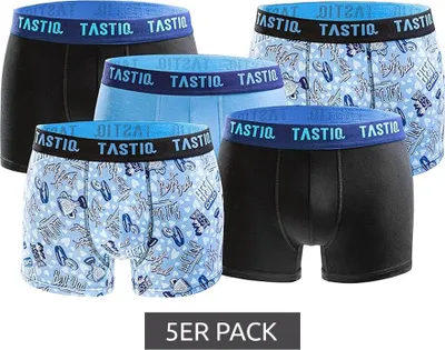 Produktbild von 5er Pack TASTIQ Herren Boxershorts in Geschenkbox Baumwoll-Unterhose TAS/BCX5/DAD Blau/Bunt, Größe:S