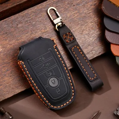 Produktbild von Für Ford F-150 5-Taste C073 Auto Schlüssel Leder Schutzhülle (schwarz)