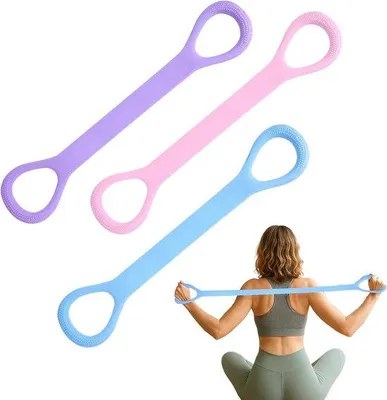 Immagine prodotto di Fasce elastiche da allenamento per donne - Yoga e Pilates - Adatte per un allenamento a 3 livelli.
