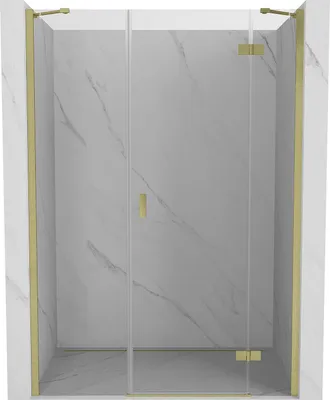 Image de Mexen Mist-H Porte de douche battante droite 135 cm, transparente, or brossé - 8A5-135-001-55-00-P