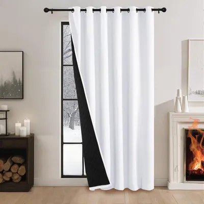 Zdjęcie produktu dla Zasłona zaciemniająca, termoizolacyjna, biała, wymiary: wysokość 210 cm, szerokość 200 cm, opakowanie: 1 sztuka