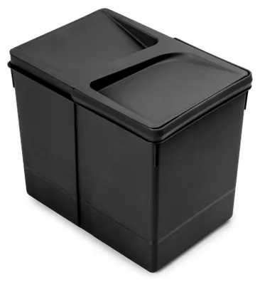 Zdjęcie produktu dla Emuca Pojemnik do recyklingu do szuflady kuchennej Recycle, wysokość 266 mm, 1x15 litrów, Plastik, Czarny
