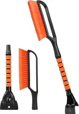 Zdjęcie produktu dla Skrobaczka do szyb z miotłą, szczotka do śniegu 2 w 1, 68 cm, ergonomiczna
