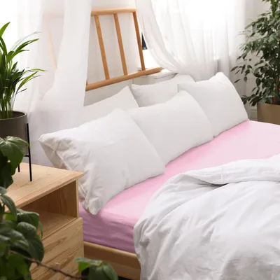Image de Drap de jersey 80x160 avec élastique pour lit d'enfant rose