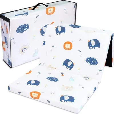 Immagine prodotto di Materasso per lettino da viaggio 60x120 cm pieghevole - Materasso pieghevole spesso per neonati, materasso pieghevole per bambini, materasso per lettino da viaggio 120x60, arcobaleno