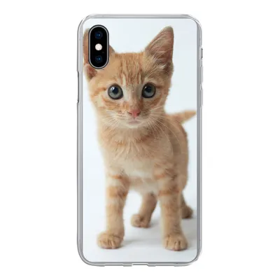 Produktbild von MuchoWow® Handyhülle Schutzhülle Hülle für iPhone Xs Katze - Rot - Kätzchen - Mädchen - Kinder - Jungen - Kind Silikon Softcase Handy Hülle - Handytasche