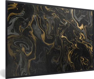 Produktbild von MuchoWow® Gerahmtes Poster Marmor - Textur - Grau - Gold - Marmoroptik - Luxus 90x60 cm - Poster mit Schwarzem Bilderrahmen Wandposter Rahmen Foto Bilder - Fotorahmen - Foto-Plakat