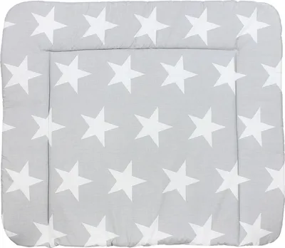 Produktbild von TupTam Baby Wickeltischauflage mit Baumwollbezug Gemustert, Farbe: Grau Große Weiße Sterne, Größe: 70 x 70 cm