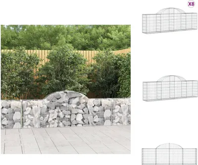 Produktbild von vidaXL Gabionen mit Hochbogen 8 Stk. 200x30x60/80 cm Verzinktes Eisen -  Blumentöpfe & Pflanzgefäße