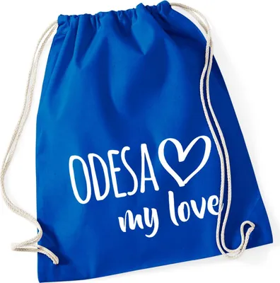 Produktbild von Huuraa Turnbeutel Odesa my love 12 Liter Bright Royal Baumwolle Rucksack Geschenkidee