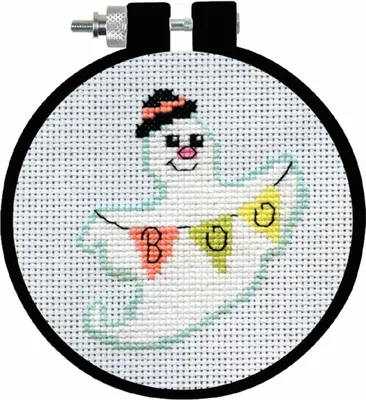 Obrázek produktu pro Sada pro vyšívání kříž-výšivek s vyšívacím rámečkem "Ghost", vzor pro vyšívání kříž-výšivek, průměr 9 cm