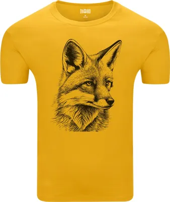 Immagine prodotto di Diarbo t-shirt da uomo con stampa amante degli animali e schizzo di una testa di volpe giallo taglia M