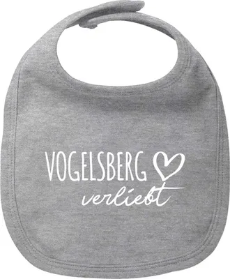 Produktbild von Huuraa Baby Lätzchen Vogelsberg verliebt Heather Grey Klettverschluss  Baumwolle Latz Geschenkidee