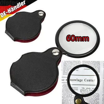 Produktbild von 5 Fach Lupe Vergrößerungsglas Taschenlupe Leselupe Juwelierlupe Glas Leuchtlupe 60mm