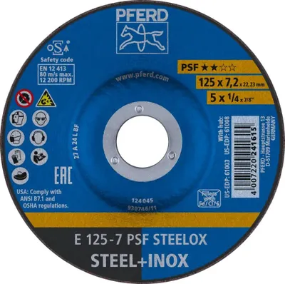 Image de Disque à ébarber D125xS7,2mm à moyeu déporté PSF STEELOX alésage 22,23 mm