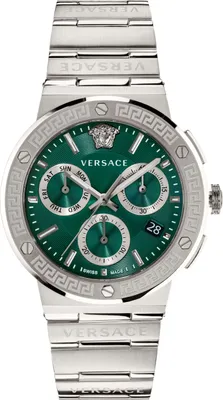 Produktbild von Versace VEZ900121 Greca Logo Chrono grün silber Edelstahl Herren Uhr NEU