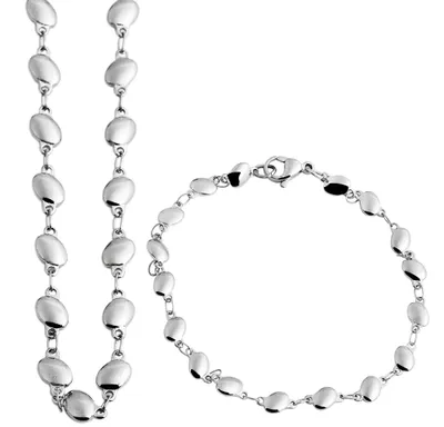 Produktbild von Edelstahl Schmuckset (Ohringe , Kette mit Anhänger ), silberfarbig
