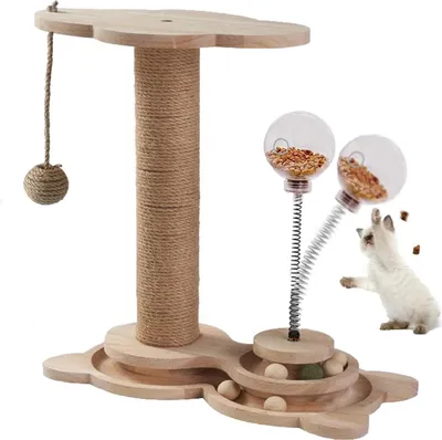 Produktbild von Krabpaal 465 cm für Katzen - Sisaltau - Hauskatzen und Kätzchen - Natürliches Holz Krabpaal