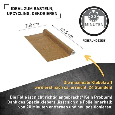 Produktbild von Perfect Fix® Klebefolie Eiche körnig - 90x210cm