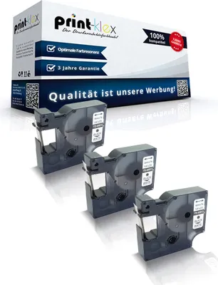 Produktbild von 3x Kompatible Schriftbänder für Dymo D1 43613 Labelmanager220P Labelmanager360D Labelmanager400 S0720780 6mm Bechriftungs Etiketten BK/W - Büro Pro Serie