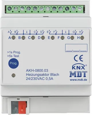 Image de MDT KNX, actionneur de chauffage, 8 voies, 24/230 V CA, REG, 1 pièce.