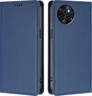 Image de Etui en cuir pour itel S23, étui magnétique en cuirPolyuréthaneavec support Bleu foncé