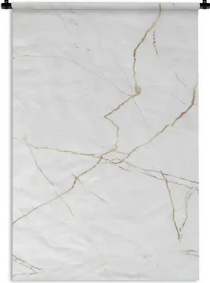 Produktbild von MuchoWow® Wandteppich Wandbehang Marmor - Weiß - Gold 60x90 cm Tapisserie Dekoration Wandtuch - Foto-Teppich - Abwaschbar