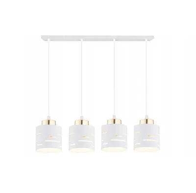Produktbild von FKL DESIGN Home Deco Deckenlampe Deckenleuchte 4-flammig E27 Metall Lampenshirm Lampe aus Serie (Weiß, N910-BZ4)