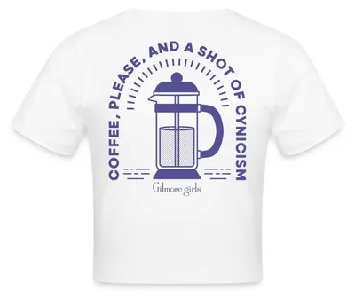 Produktbild von Spreadshirt Gilmore Girls French Press Mit Kaffeespruch Crop Top, XL, Weiß