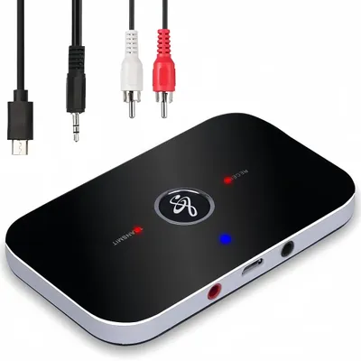 Produktbild von 2-in-1 Bluetooth Sender & Empfänger Adapter, AUX & RCA, 600mAh, HiFi Lautsprecher Kopfhörer Low Latency, für TV, Stereoanlage & Auto, Kabeladapter