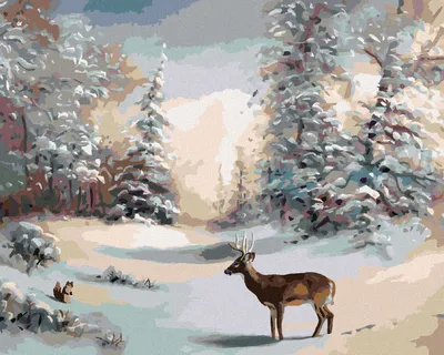 Produktbild von Zuty - Malen nach Zahlen - HIRSCH UND WINTERWALD (D. RUSTY RUST), 40x50 cm, ohne Keilrahmen