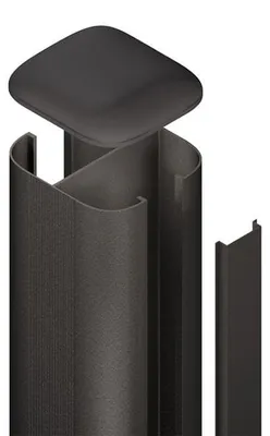 Produktbild von TraumGarten Anthrazit 60x60x3000 mm Pfosten SYSTEM WPC ALU Basic zum Einbetonieren, Zaunbohlenpfosten, Metall Pfostenkappen Endprofil, Wetterfest, Einfache Montage