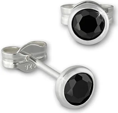 Produktbild von SilberDream Ohrstecker für Damen Silber schwarz Zirkonia Ohrringe 4mm SDO5534S