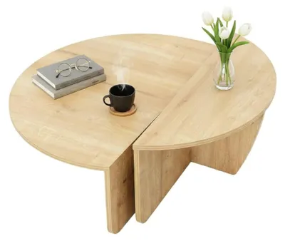 Produktbild von Wohnzimmertisch Dgiarett, Niedriger Wohnzimmertisch, Kaffeeregal, Couchtisch für Sofa, 90x90h35 cm, Eiche