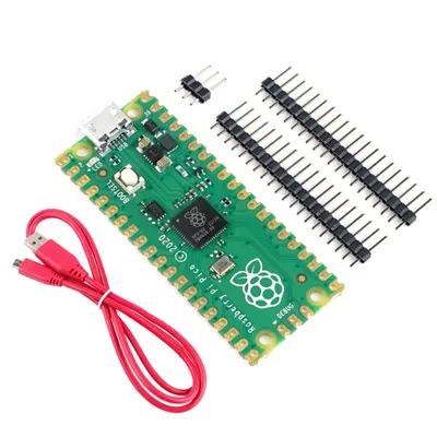 Produktbild von Raspberry Pi Pico Light Starter Kit, bestehend aus Pico, offiziellem Kabel und Stiftleisten