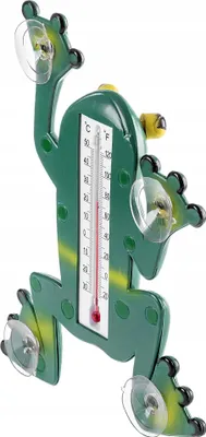 Image de Thermomètre de fenêtre - Extérieur - Ventouse - Autocollant - Motif grenouille - Vert