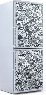 Produktbild von Kühlschrankdekoration  60x180 cm  Aufkleber auf dem Kühlschrank - Lebensmittel Doodle