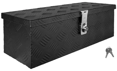 Image de Boîte à Timon Noir Boîte à outils Caisse de camion Boîte en Aluminium Box de remorque avec couvercle Verrouillable Boîte de Transport Rangement D025 trucky