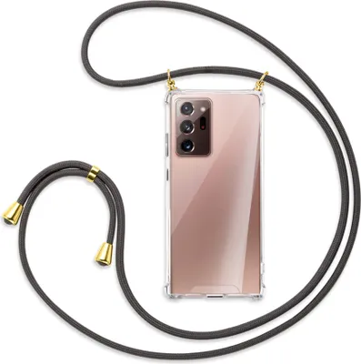 Produktbild von Handykette Backcover-Schutzhülle mit Band (Metall goldfarben) für Samsung Galaxy Note 20 Ultra - dunkelgrau