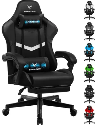 Produktbild von LUCKRACER Gaming-Stuhl Gaming Chair Bürostuhl Ergonomisch mit Lendenkissen Kopfkissen, Höhenverstellbarer Gamer Stuhl 150kg Belastbar, Fußstütze schwarz